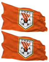 shandong Taishan Fußball Verein Flagge Wellen isoliert im einfach und stoßen Textur, mit transparent Hintergrund, 3d Rendern png