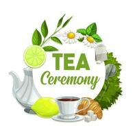 té ceremonia vector póster, negro bebida en taza