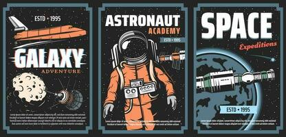 Space exploration adventures vector posters