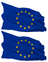 europeo Unión, UE bandera olas aislado en llanura y bache textura, con transparente fondo, 3d representación png