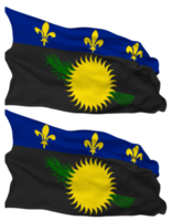 Guadeloupe vlag golven geïsoleerd in duidelijk en buil textuur, met transparant achtergrond, 3d renderen png