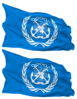 international maritime organisation, imo drapeau vagues isolé dans plaine et bosse texture, avec transparent arrière-plan, 3d le rendu png