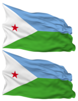 Djibouti vlag golven geïsoleerd in duidelijk en buil textuur, met transparant achtergrond, 3d renderen png