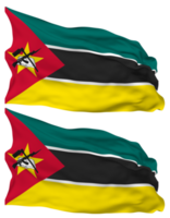 Mozambique vlag golven geïsoleerd in duidelijk en buil textuur, met transparant achtergrond, 3d renderen png