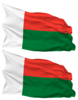 Madagascar vlag golven geïsoleerd in duidelijk en buil textuur, met transparant achtergrond, 3d renderen png