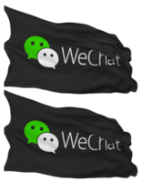 WeChat, Weixin Flag Waves Isolated in Plain and Bump Texture, with Transparent Background, 3D Rendering png