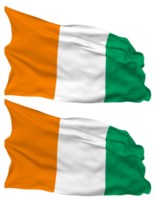 Ivory Coast Flag Waves Isolated in Plain and Bump Texture, with Transparent Background, 3D Rendering png