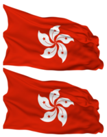 Hong kong drapeau vagues isolé dans plaine et bosse texture, avec transparent arrière-plan, 3d le rendu png