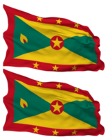 Grenada Flag Waves Isolated in Plain and Bump Texture, with Transparent Background, 3D Rendering png