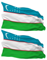 Uzbekistan Flag Waves Isolated in Plain and Bump Texture, with Transparent Background, 3D Rendering png