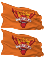 Sunrisers Hyderabad, SRH Flag Waves Isolated in Plain and Bump Texture, with Transparent Background, 3D Rendering png