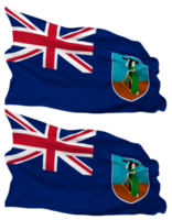 Montserrat Flag Waves Isolated in Plain and Bump Texture, with Transparent Background, 3D Rendering png