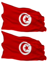 Tunisia Flag Waves Isolated in Plain and Bump Texture, with Transparent Background, 3D Rendering png