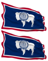 State of Wyoming Flag Waves Isolated in Plain and Bump Texture, with Transparent Background, 3D Rendering png