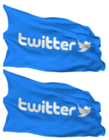 Twitter Flag Waves Isolated in Plain and Bump Texture, with Transparent Background, 3D Rendering png