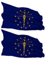 staat van Indiana vlag golven geïsoleerd in duidelijk en buil textuur, met transparant achtergrond, 3d renderen png