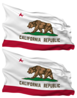 stato di California bandiera onde isolato nel pianura e urto struttura, con trasparente sfondo, 3d interpretazione png