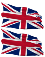 Verenigde koninkrijk vlag golven geïsoleerd in duidelijk en buil textuur, met transparant achtergrond, 3d renderen png