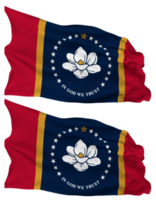 State of Mississippi Flag Waves Isolated in Plain and Bump Texture, with Transparent Background, 3D Rendering png