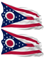 State of Ohio Flag Waves Isolated in Plain and Bump Texture, with Transparent Background, 3D Rendering png