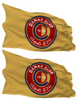 Damac fútbol americano club bandera olas aislado en llanura y bache textura, con transparente fondo, 3d representación png