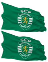 Sporting Clube de Portugal, Sporting CP Flag Waves Isolated in Plain and Bump Texture, with Transparent Background, 3D Rendering png