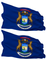 State of Michigan Flag Waves Isolated in Plain and Bump Texture, with Transparent Background, 3D Rendering png