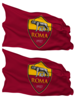 asociación deportivo Roma fútbol americano club bandera olas aislado en llanura y bache textura, con transparente fondo, 3d representación png