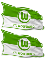 verein päls leibesubungen Wolfsburg e v, vfl Wolfsburg flagga vågor isolerat i enkel och stöta textur, med transparent bakgrund, 3d tolkning png