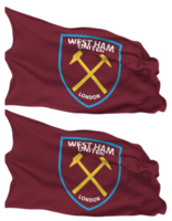 West Ham United Football Club Flag Waves Isolated in Plain and Bump Texture, with Transparent Background, 3D Rendering png