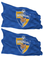 ulsan Hyundai fc bandera olas aislado en llanura y bache textura, con transparente fondo, 3d representación png