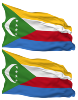 Comores bandeira ondas isolado dentro avião e colisão textura, com transparente fundo, 3d Renderização png