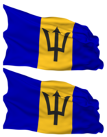 Barbados Flag Waves Isolated in Plain and Bump Texture, with Transparent Background, 3D Rendering png