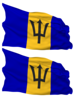 barbados flagga vågor isolerat i enkel och stöta textur, med transparent bakgrund, 3d tolkning png