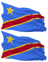 Dr congo bandera olas aislado en llanura y bache textura, con transparente fondo, 3d representación png