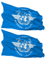 internationell civil flyg organisation, icao flagga vågor isolerat i enkel och stöta textur, med transparent bakgrund, 3d tolkning png