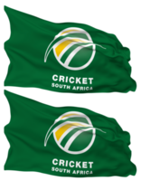 cricket söder afrika, csa flagga vågor isolerat i enkel och stöta textur, med transparent bakgrund, 3d tolkning png