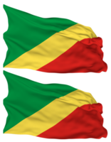 Congo Flag Waves Isolated in Plain and Bump Texture, with Transparent Background, 3D Rendering png