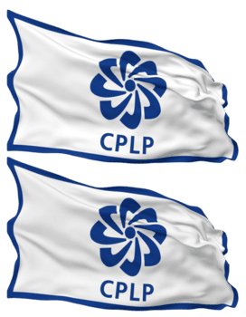 communauté de Portugais Langue des pays, cplp drapeau vagues isolé dans plaine et bosse texture, avec transparent arrière-plan, 3d le rendu png