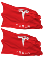 Tesla Inc Flag Waves Isolated in Plain and Bump Texture, with Transparent Background, 3D Rendering png