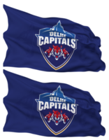 Delhi Capitals, DC Flag Waves Isolated in Plain and Bump Texture, with Transparent Background, 3D Rendering png