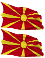 norte Macedônia bandeira ondas isolado dentro avião e colisão textura, com transparente fundo, 3d Renderização png