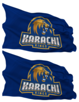 Karachi reyes, kk bandera olas aislado en llanura y bache textura, con transparente fondo, 3d representación png