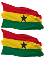 Ghana Flag Waves Isolated in Plain and Bump Texture, with Transparent Background, 3D Rendering png