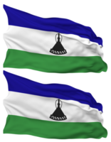 Lesotho Flag Waves Isolated in Plain and Bump Texture, with Transparent Background, 3D Rendering png