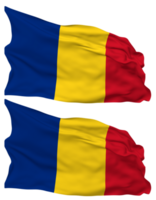 Romania Flag Waves Isolated in Plain and Bump Texture, with Transparent Background, 3D Rendering png