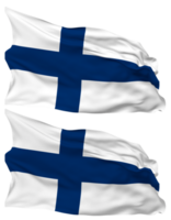 Finland Flag Waves Isolated in Plain and Bump Texture, with Transparent Background, 3D Rendering png