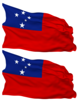 Samoa bandera olas aislado en llanura y bache textura, con transparente fondo, 3d representación png