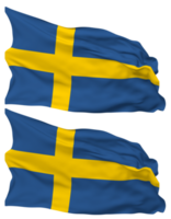 Sverige flagga vågor isolerat i enkel och stöta textur, med transparent bakgrund, 3d tolkning png