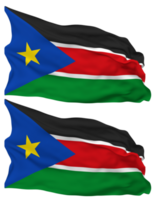 South Sudan Flag Waves Isolated in Plain and Bump Texture, with Transparent Background, 3D Rendering png